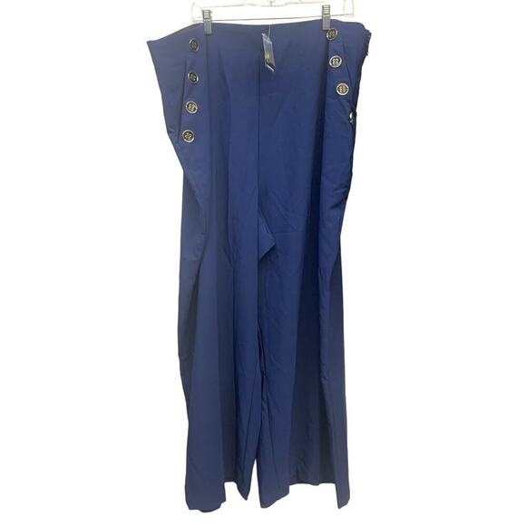 NWT‎ Torrid Wide Leg Sharkskin HR Retro Chic Nautical Pant  SZ 24 - Picture 2 of 4